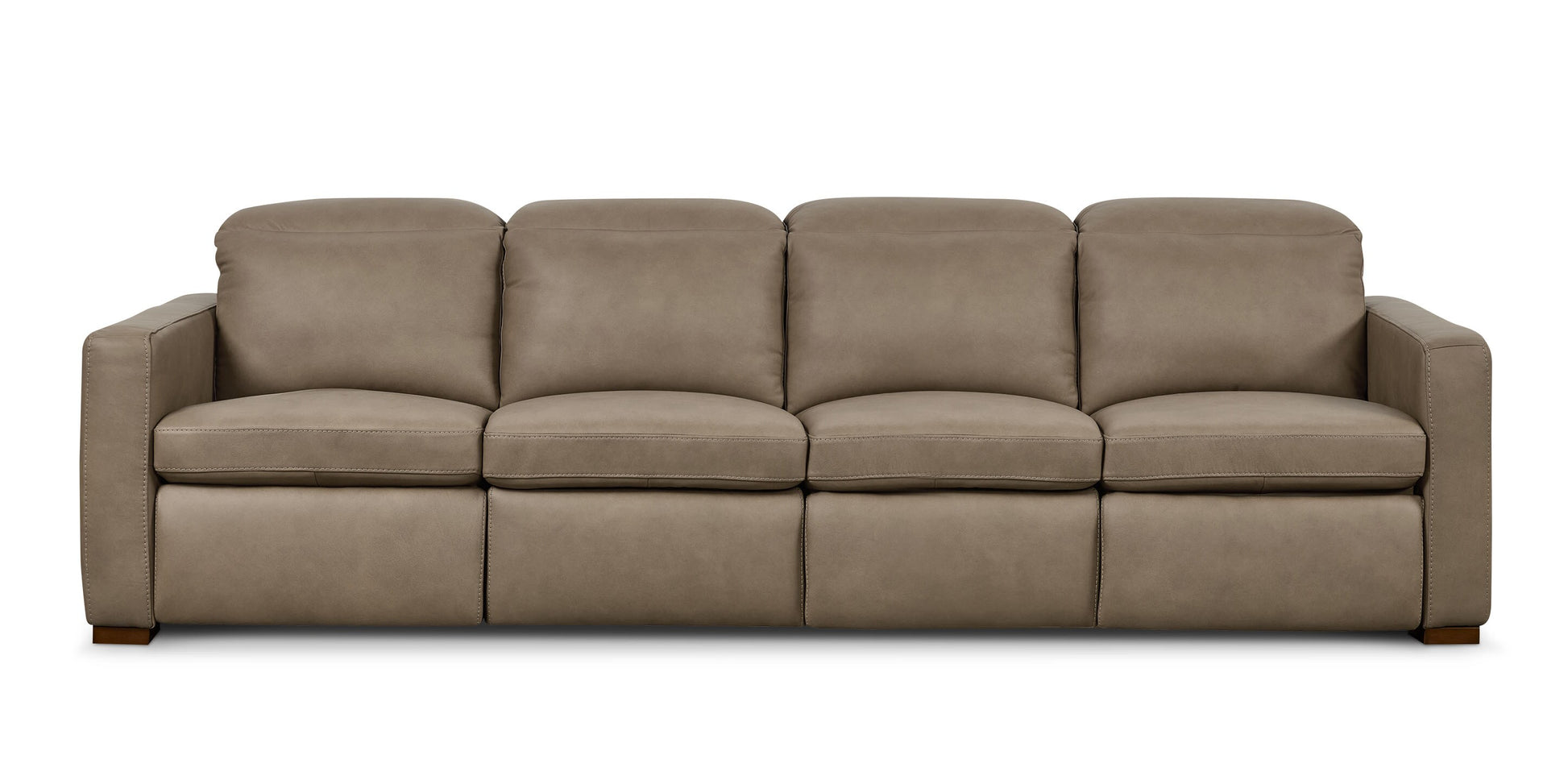 Bassett Club Level Caswell Leather Power Reclining Modular Sofa — Caswell Goodland Mushroom