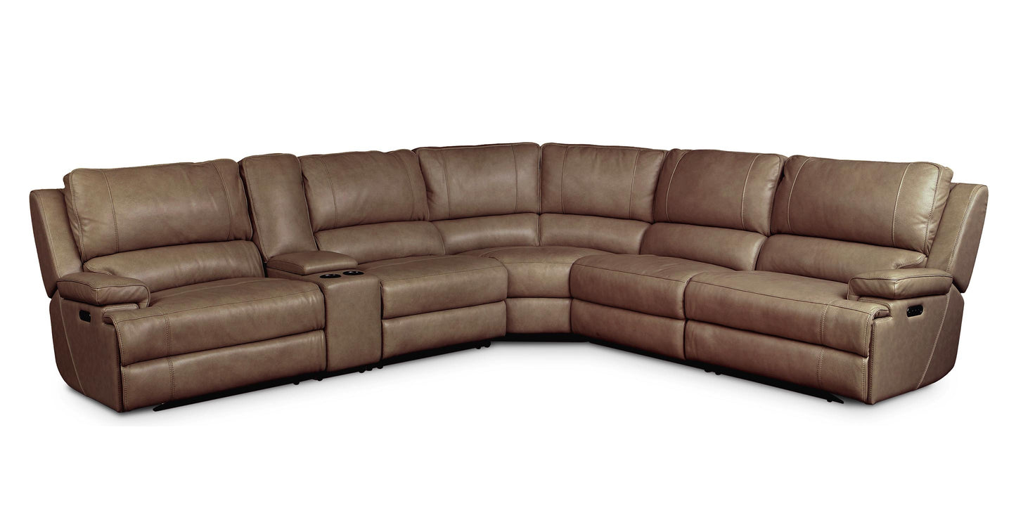 Bassett Club Level Parsons Leather Power Reclining Sectional — Parsons Umber
