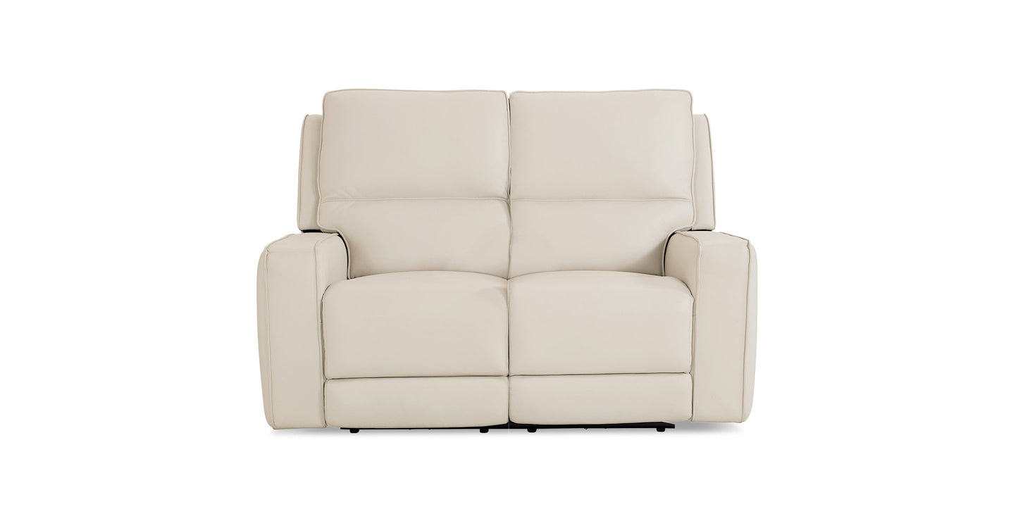 Bassett Club Level Raymond Leather Power Reclining Loveseat — Raymond Vanilla