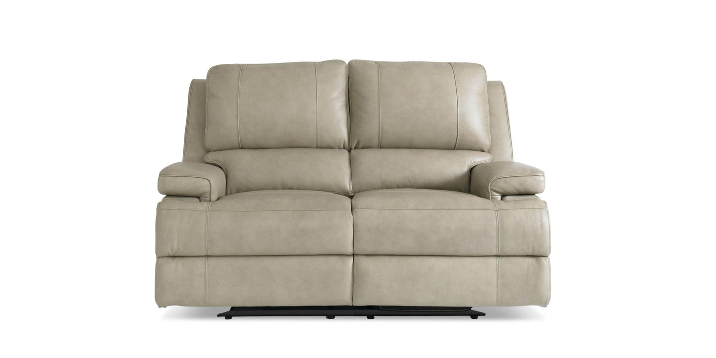 Bassett Club Level Parsons Leather Power Reclining Loveseat — Parsons Flax