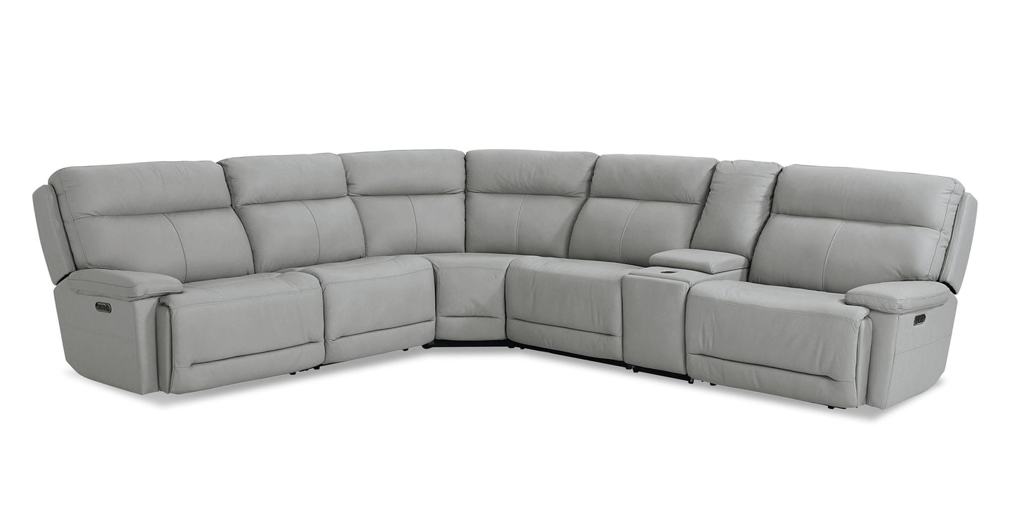 Bassett Club Level Fletcher Leather Power Reclining Sectional — Fletcher Grey
