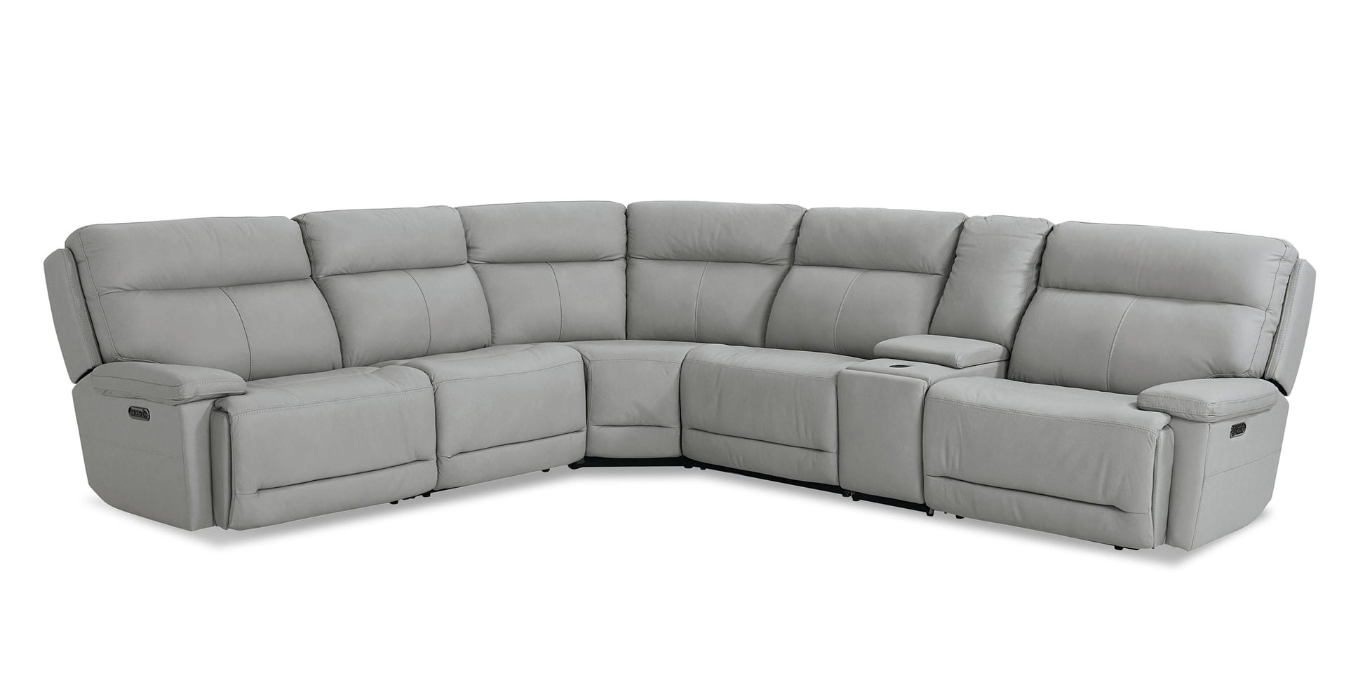 Bassett Club Level Fletcher Leather Power Reclining Sectional — Fletcher Grey