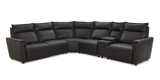 Bassett Club Level Chauncey Leather Power Reclining Sectional — Chauncey Espresso