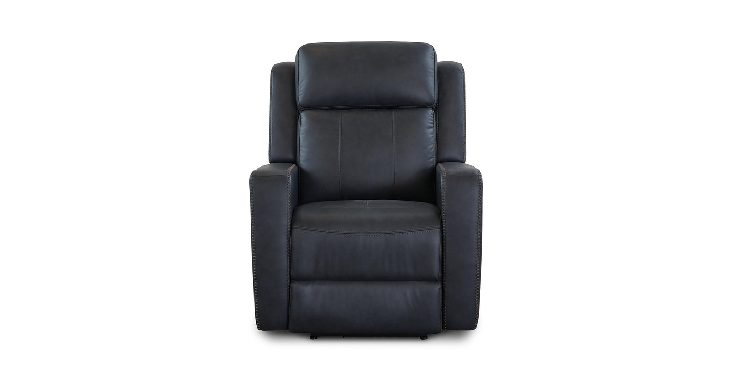 Bassett Club Level Norwood Leather Zero Gravity Power Glider Recliner — Norwood Slate