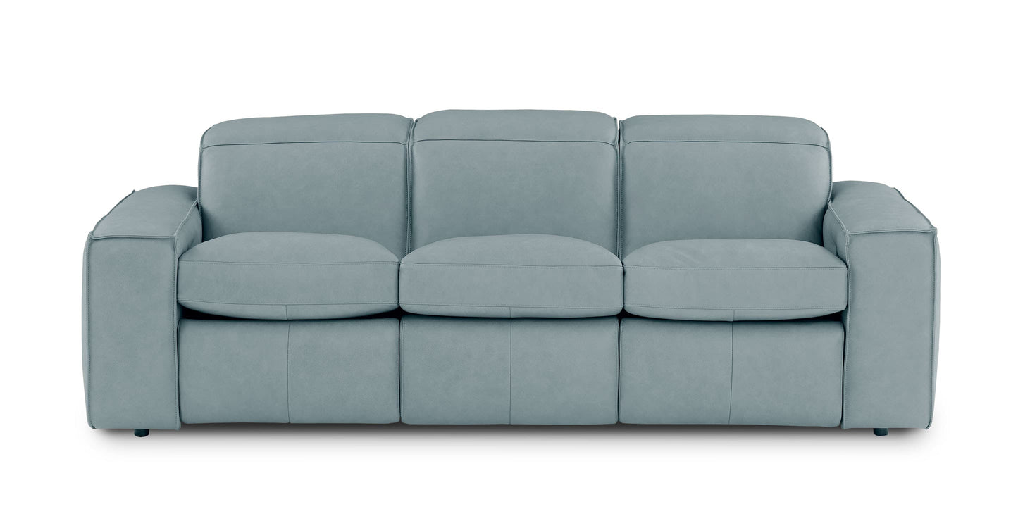 Bassett Club Level Wesley Leather Power Reclining Sofa — Wesley Safari Dusk