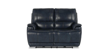 Bassett Club Level Burlington Leather Power Reclining Loveseat — Burlington Navy