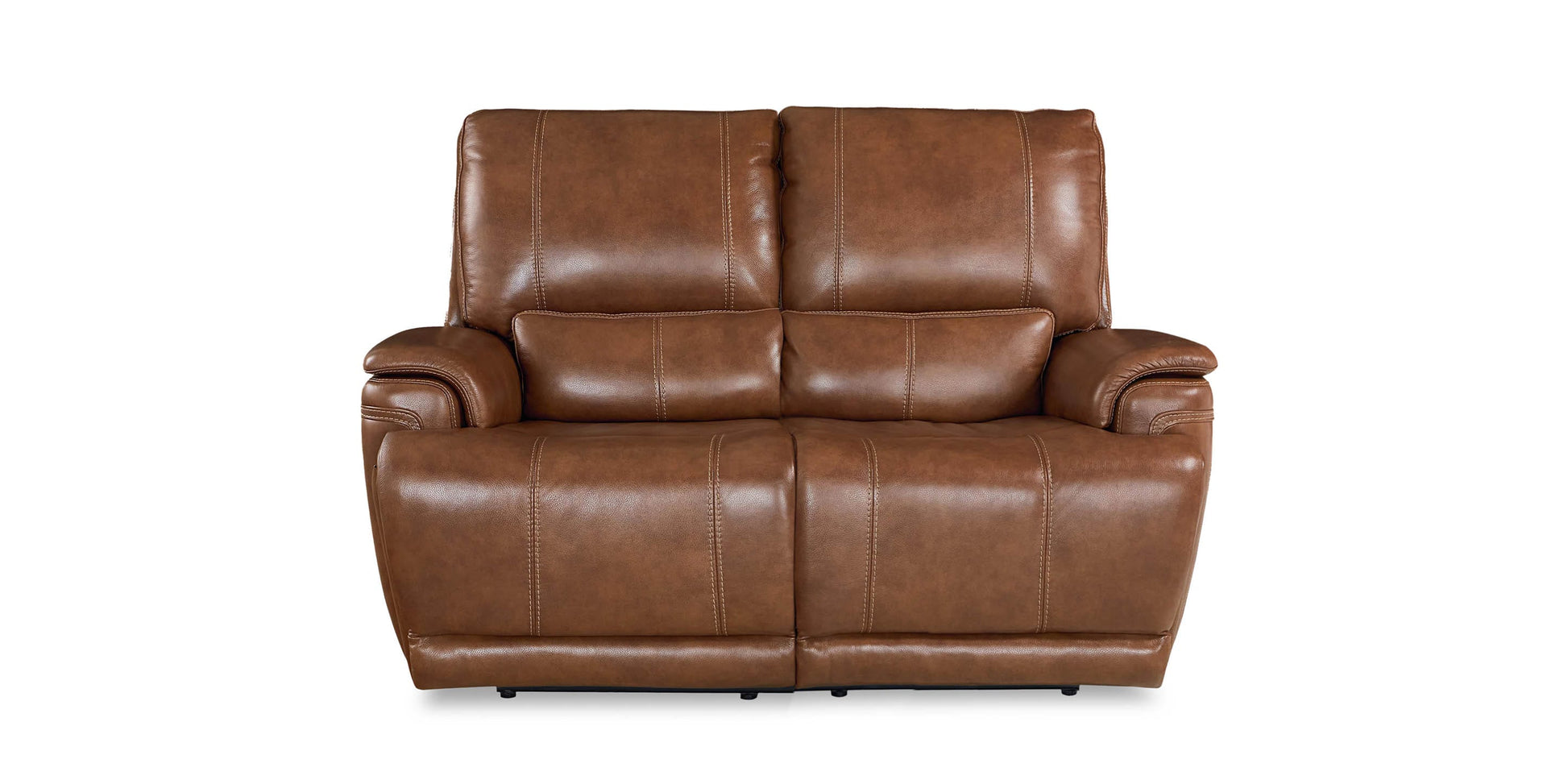 Bassett Club Level Burlington Leather Power Reclining Loveseat — Burlington Umber
