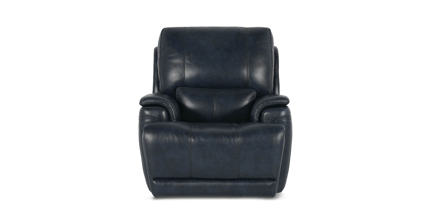 Bassett Club Level Burlington Leather Zero Gravity Power Recliner — Burlington Navy