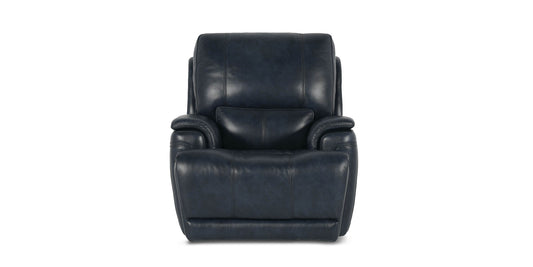 Bassett Club Level Burlington Leather Zero Gravity Power Recliner — Burlington Navy