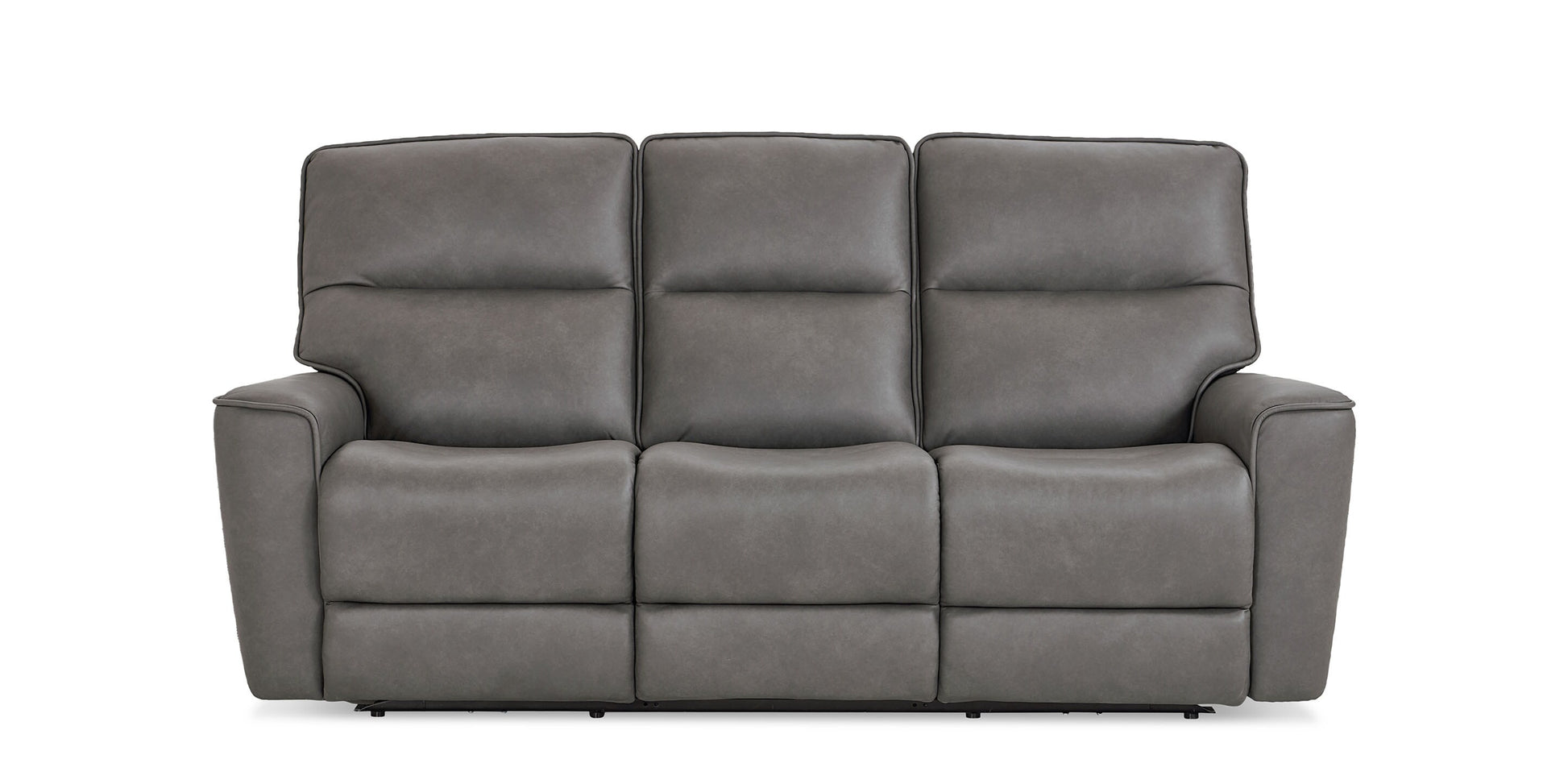 Bassett Club Level Kenneth Leather Power Reclining Sofa — Kenneth Gunmetal