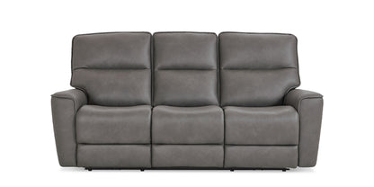 Bassett Club Level Kenneth Leather Power Reclining Sofa — Kenneth Gunmetal