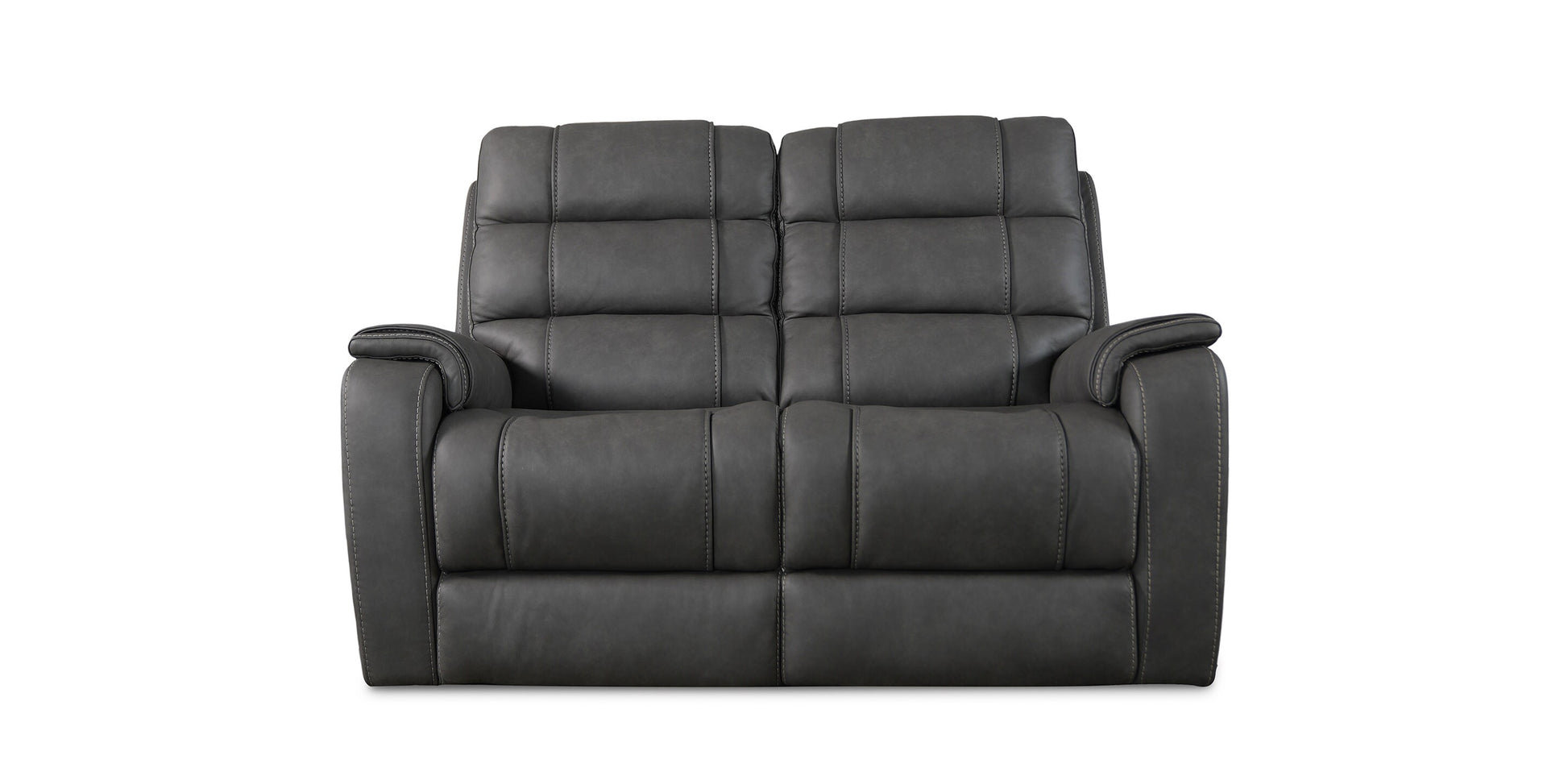 Bassett Club Level Wendell Leather Power Reclining Loveseat — Wendell Gunmetal