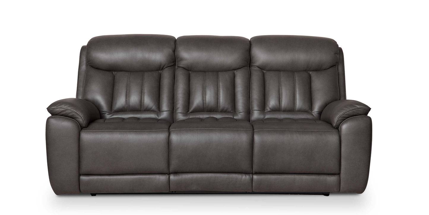 Bassett Club Level Benson Leather Power Reclining Sofa — Benson Tuscan Gunmetal