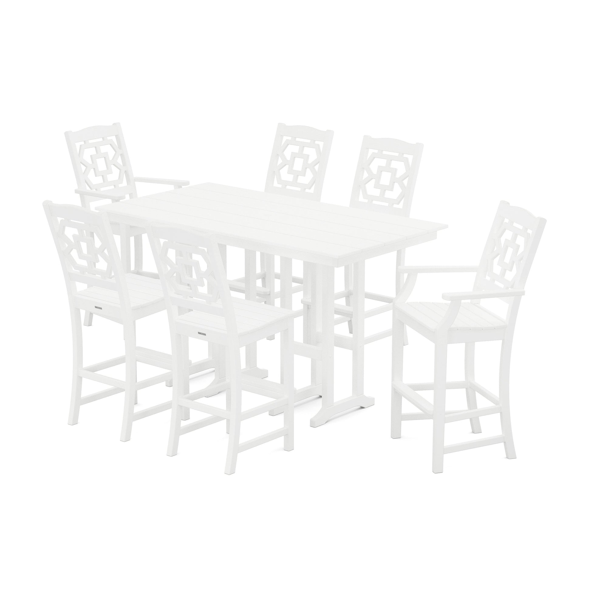 POLYWOOD Chinoiserie 7-Piece Farmhouse Bar Set — White