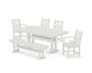 POLYWOOD Chippendale 6-Piece Farmhouse Dining Set With Trestle Legs — White