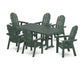 POLYWOOD Vineyard Curveback Adirondack Chair 7-Piece Farmhouse Dining Set — Green