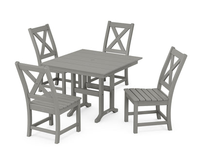 POLYWOOD Braxton Side Chair 5-Piece Farmhouse Dining Set — Slate Grey