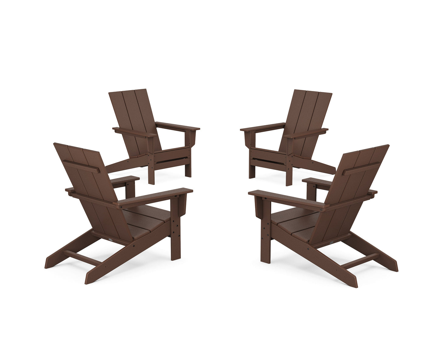 POLYWOOD 4-Piece Modern Studio Adirondack Chair Conversation Set — Mahogany