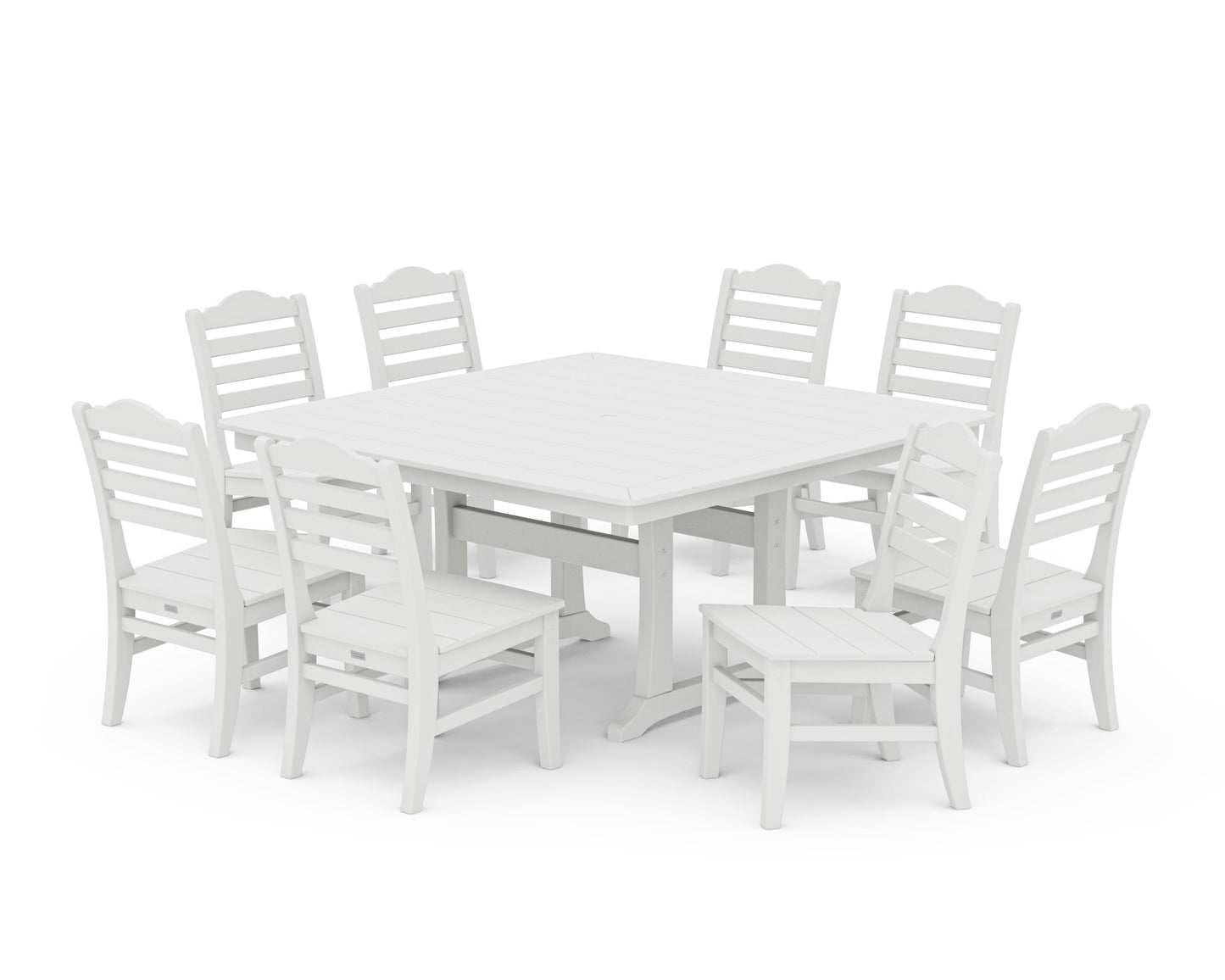 POLYWOOD Savannah Side Chair 9-Piece Square Dining Set with Trestle Legs — Vintage White
