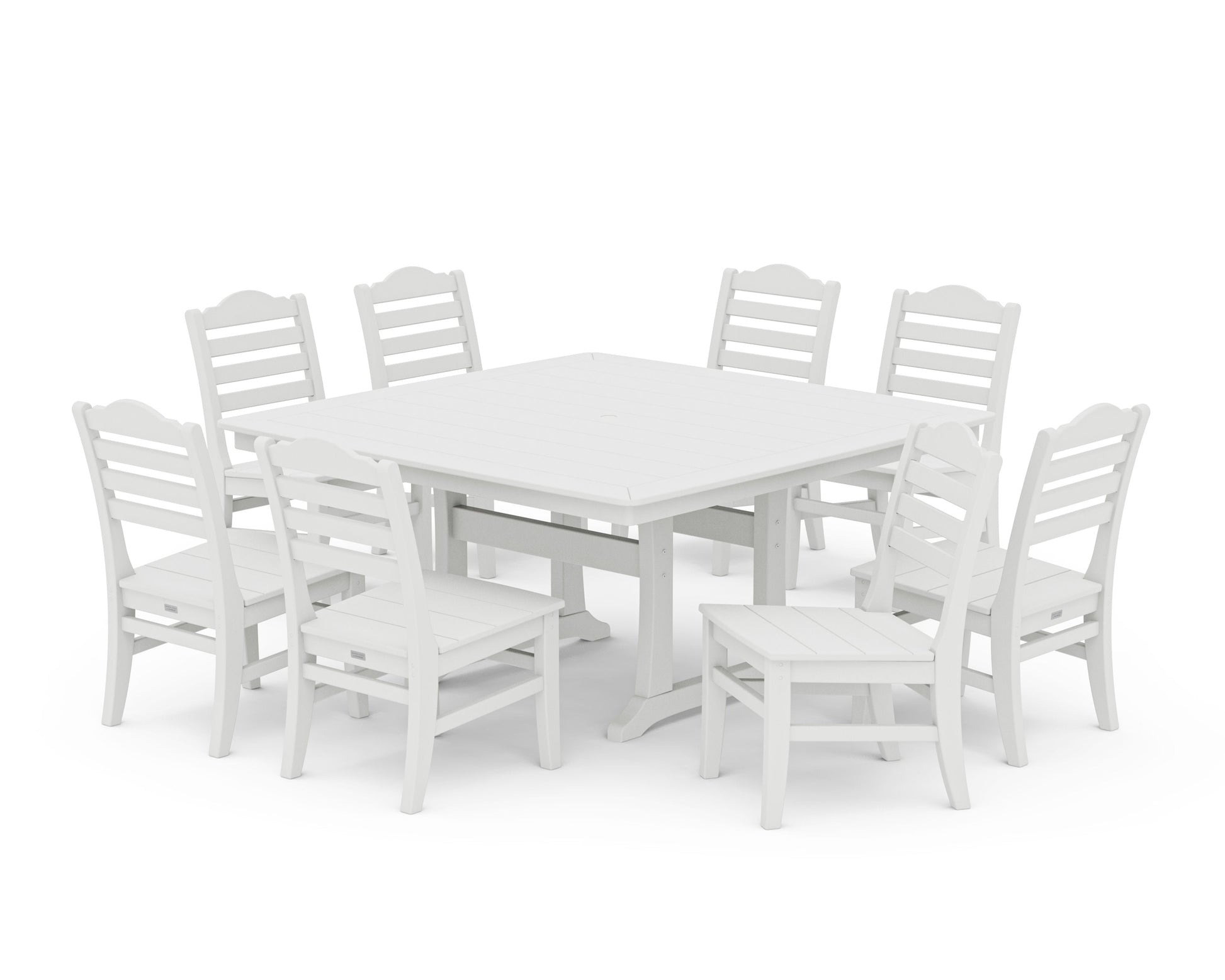 POLYWOOD Savannah Side Chair 9-Piece Square Dining Set with Trestle Legs — Vintage White