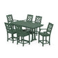 POLYWOOD Chinoiserie Arm Chair 7-Piece Farmhouse Counter Set with Trestle Legs — Green