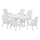 POLYWOOD Modern Curveback Adirondack 7-Piece Dining Set — White