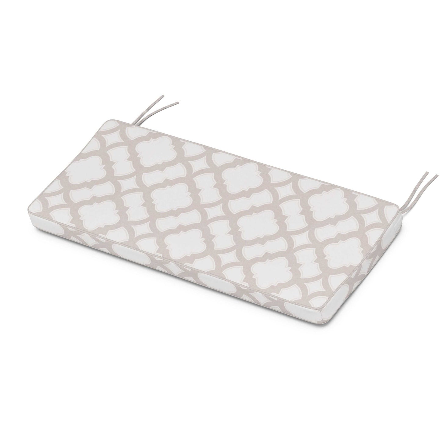 POLYWOOD Chinoiserie Bench Seat Cushion — Trellis Dune Burlap