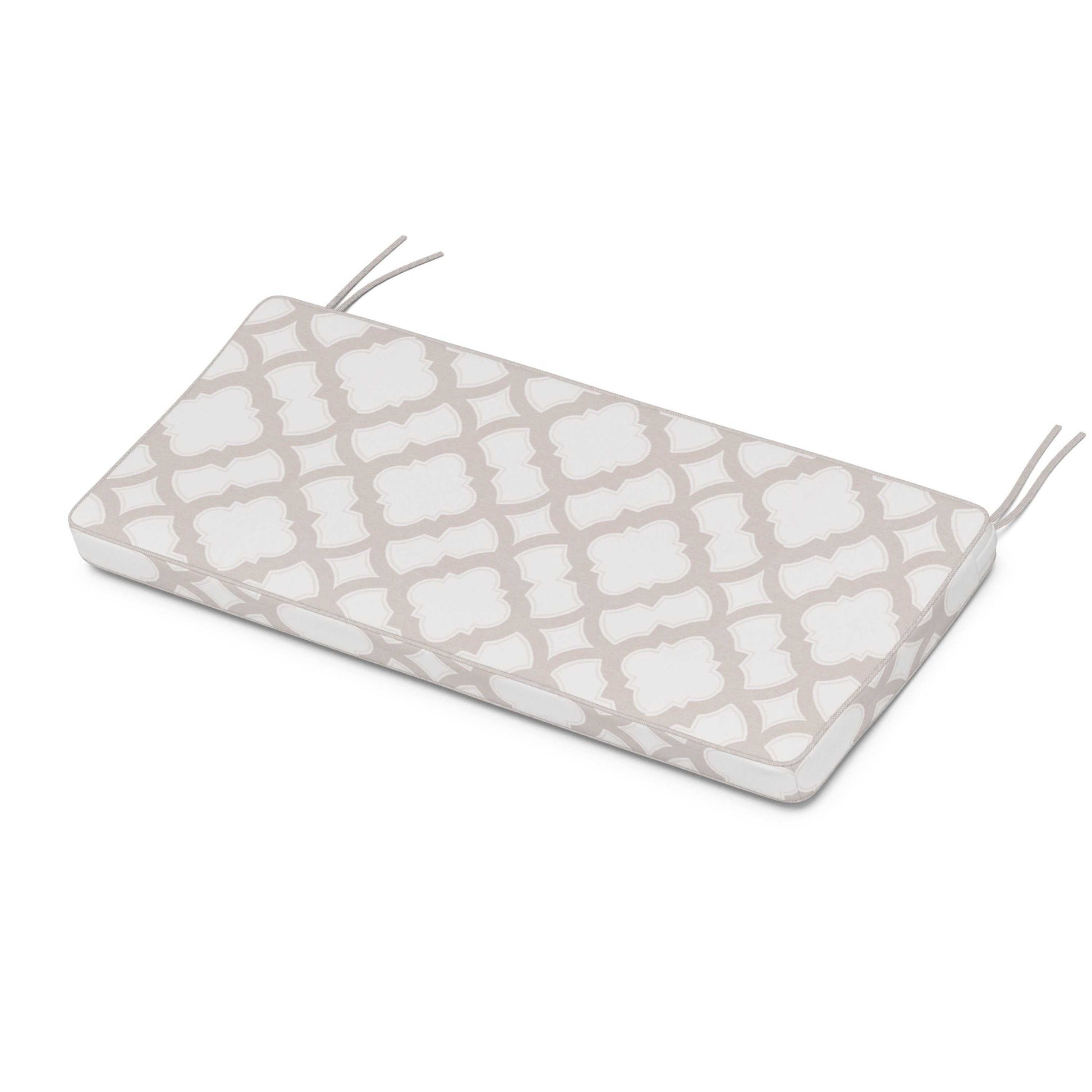 POLYWOOD Chinoiserie Bench Seat Cushion — Trellis Dune Burlap