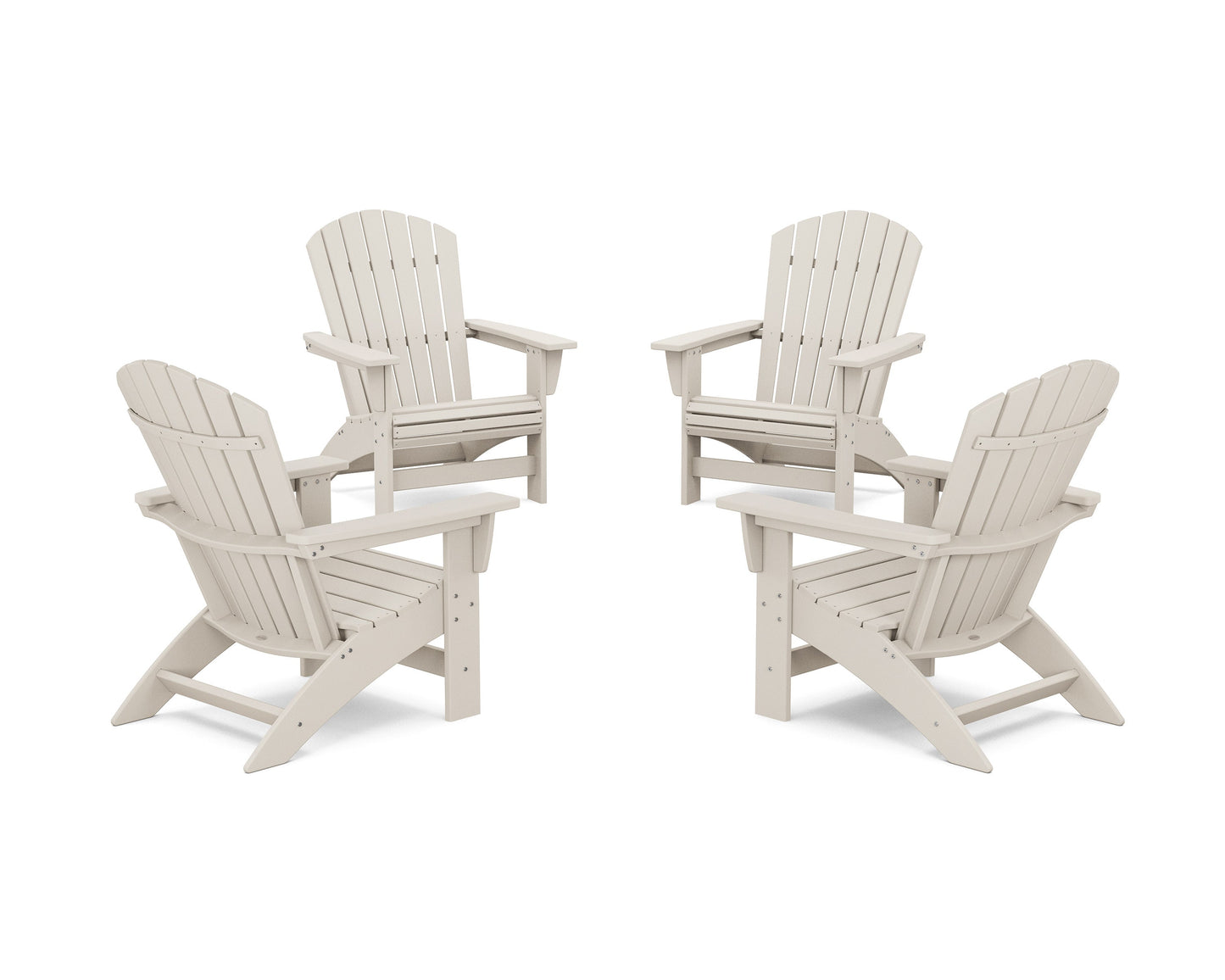 POLYWOOD 4-Piece Nautical Grand Adirondack Chair Conversation Set — Sand
