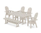 POLYWOOD Vineyard Curveback Adirondack Chair 6-Piece Farmhouse Dining Set with Bench — Sand
