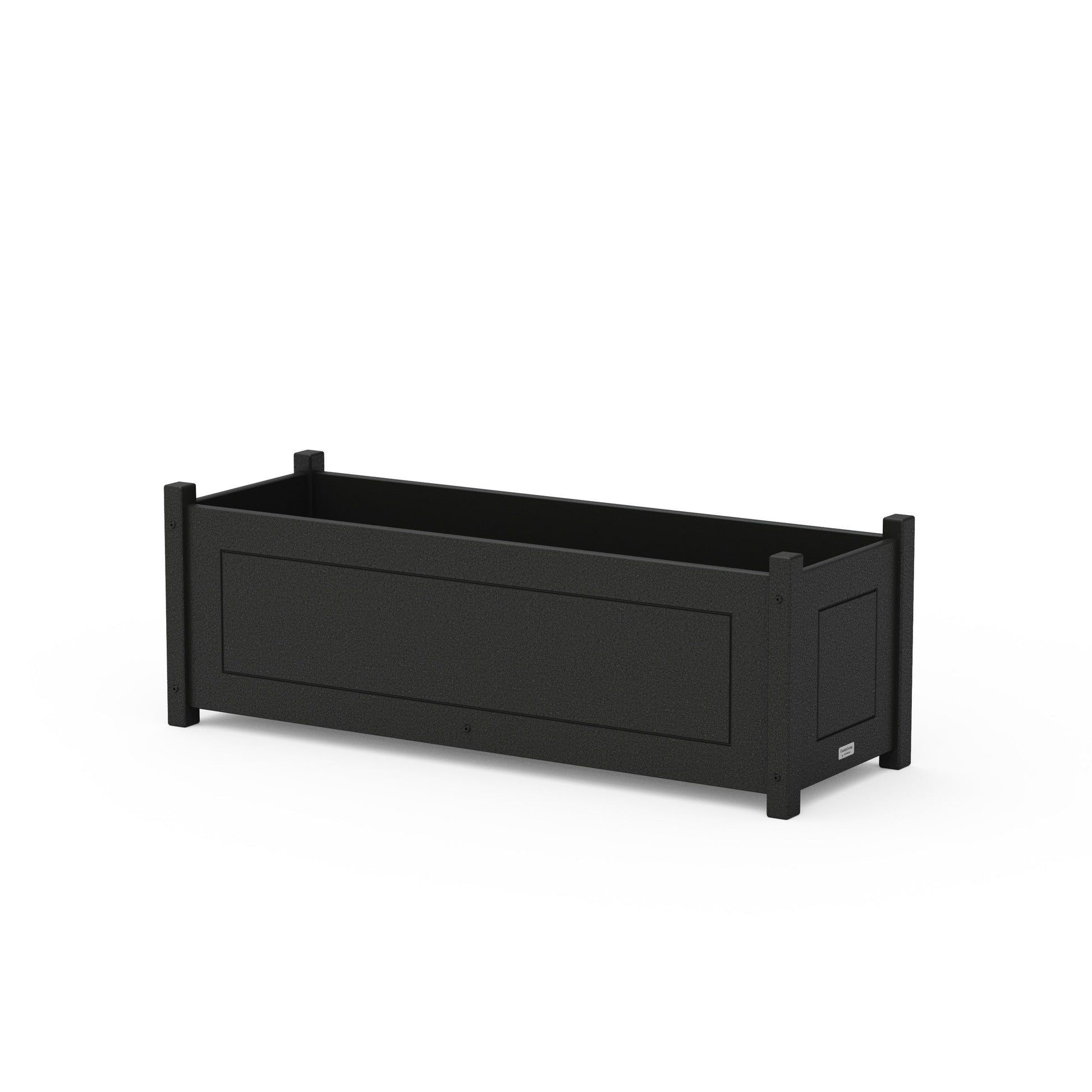 POLYWOOD Country Living Rectangle Triple Planter Box — Black