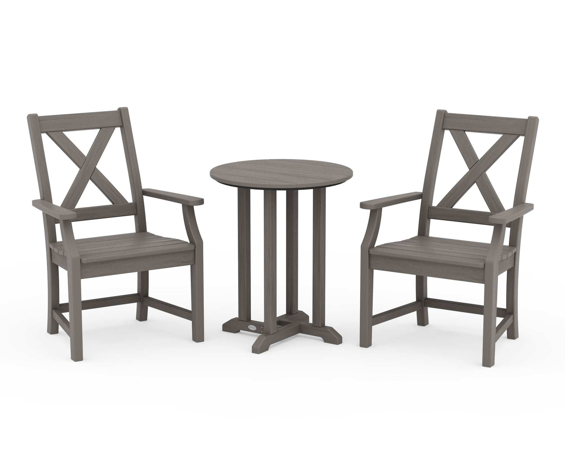 POLYWOOD Braxton 3-Piece Round Bistro Dining Set — Driftwood
