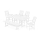 POLYWOOD Chinoiserie 6-Piece Farmhouse Dining Set with Bench — White