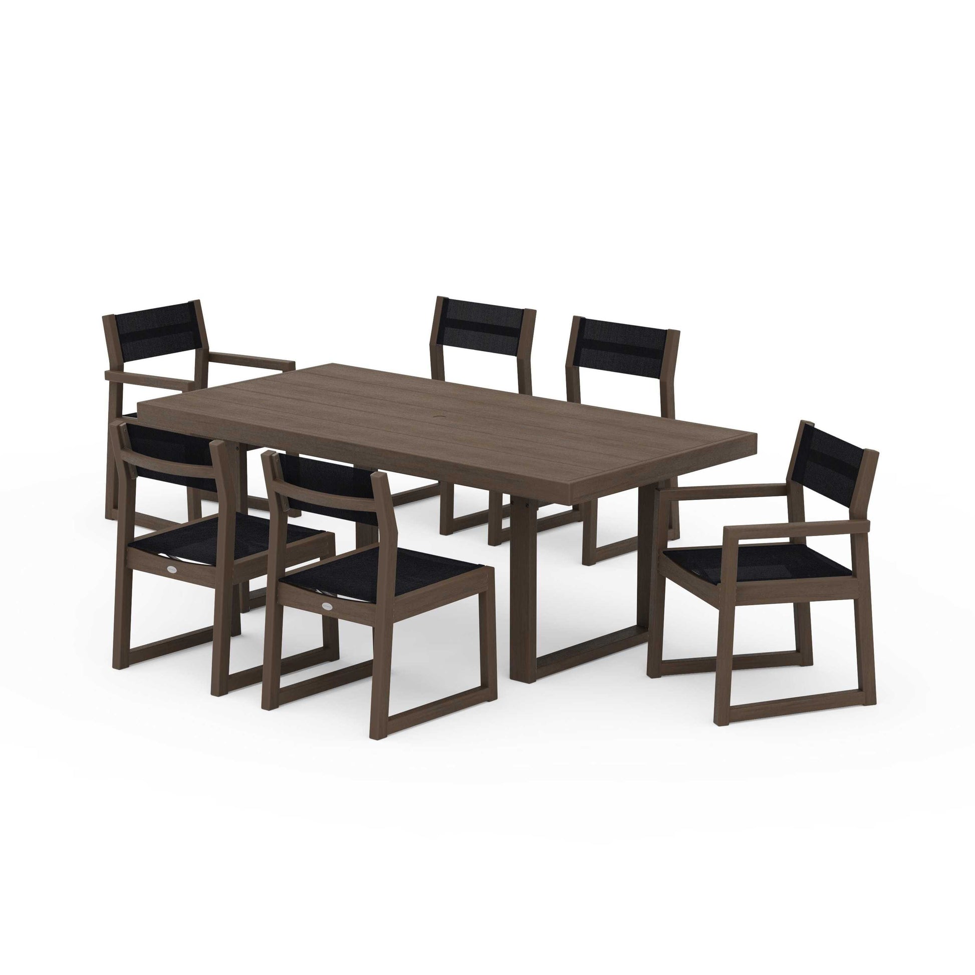 POLYWOOD EDGE Sling 7-Piece Dining Set — Kona / Black Sling