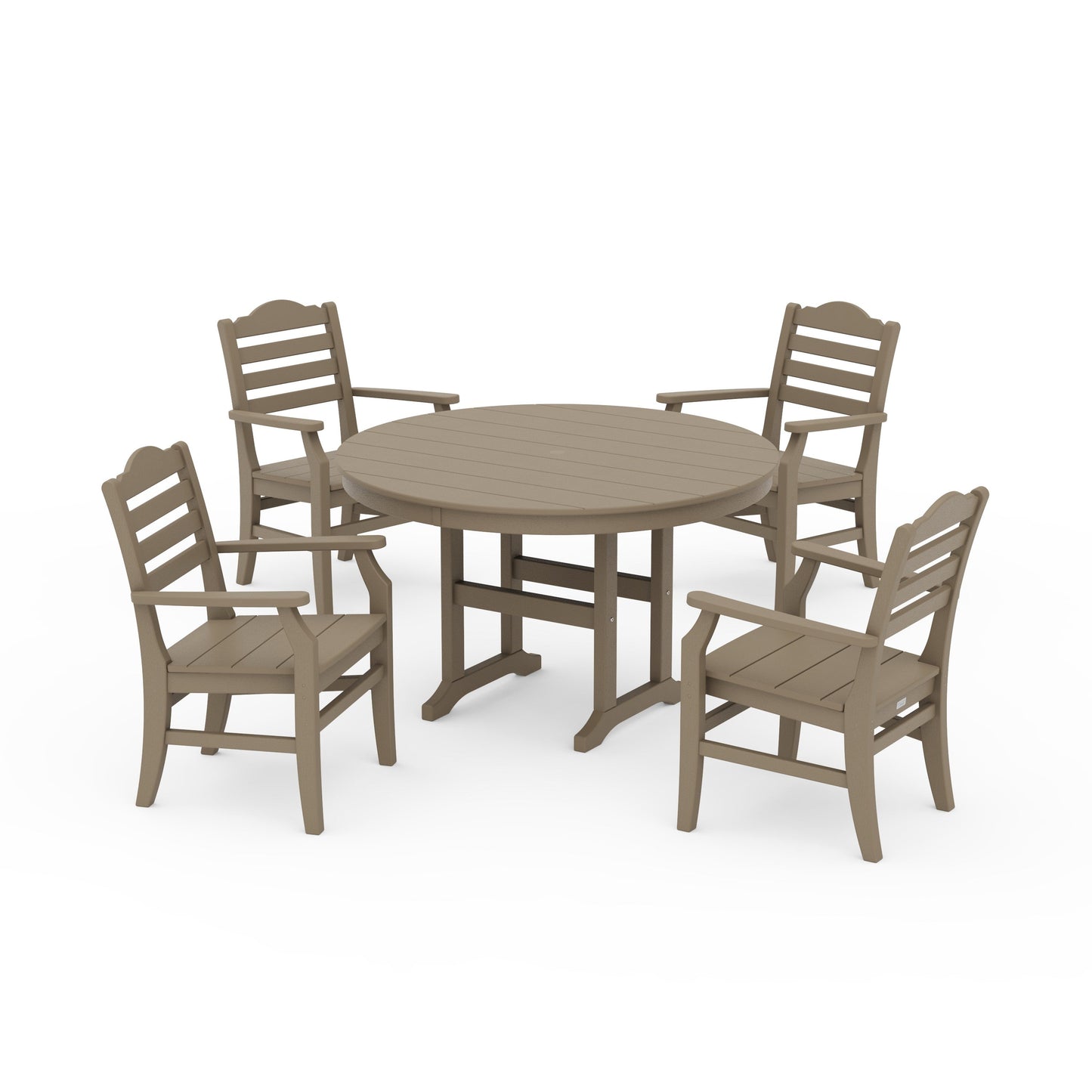 POLYWOOD Savannah 5-Piece Round Farmhouse Dining Set — Vintage Sahara