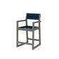 POLYWOOD EDGE Sling Counter Arm Chair — Driftwood / Navy Blue Sling