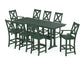 POLYWOOD Braxton 9-Piece Farmhouse Bar Set with Trestle Legs — Green