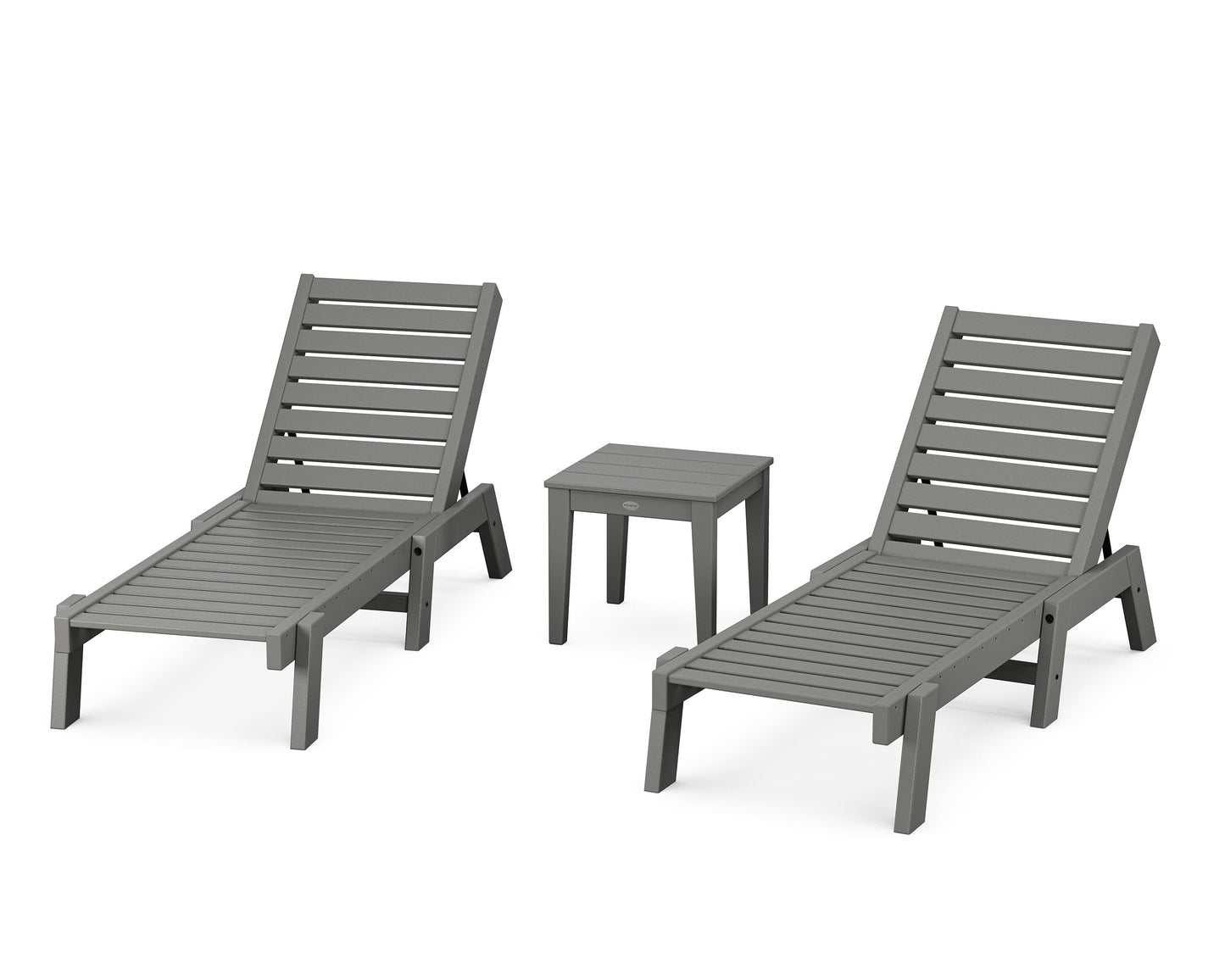 POLYWOOD Captain Chaise 3-Piece Set — Slate Grey