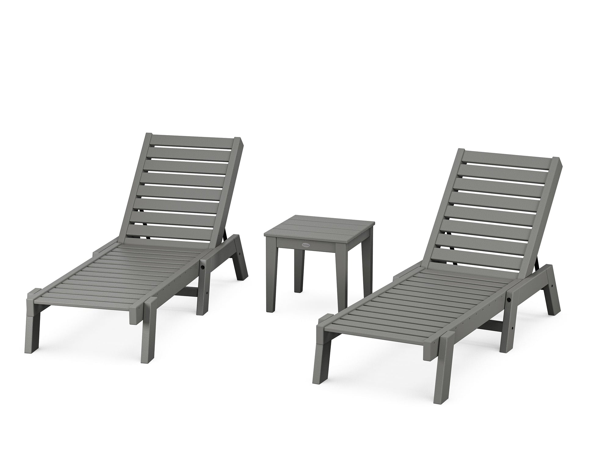 POLYWOOD Captain Chaise 3-Piece Set — Slate Grey
