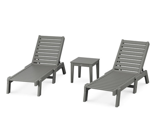 POLYWOOD Captain Chaise 3-Piece Set — Slate Grey