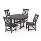 POLYWOOD Braxton Side Chair 5-Piece Round Dining Set — Vintage Coffee
