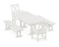 POLYWOOD Braxton 5-Piece Farmhouse Dining Set With Trestle Legs — Vintage White