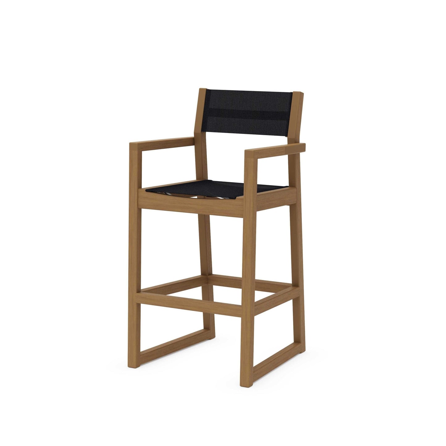 POLYWOOD EDGE Sling Bar Arm Chair — Natural / Black Sling