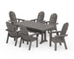 POLYWOOD Vineyard Curveback Adirondack Chair 7-Piece Farmhouse Dining Set with Trestle Legs — Driftwood
