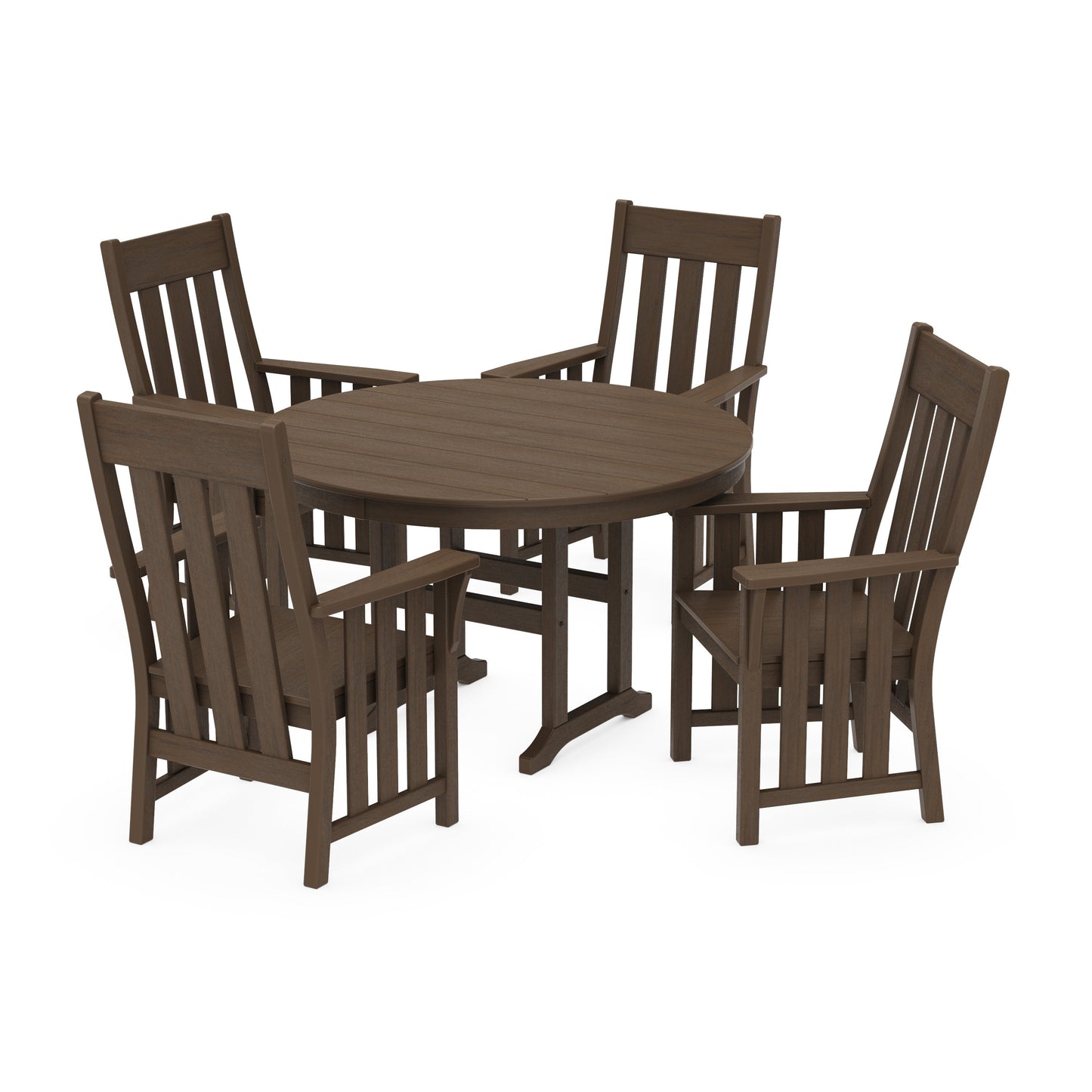 POLYWOOD Acadia 5-Piece Round Farmhouse Dining Set — Kona