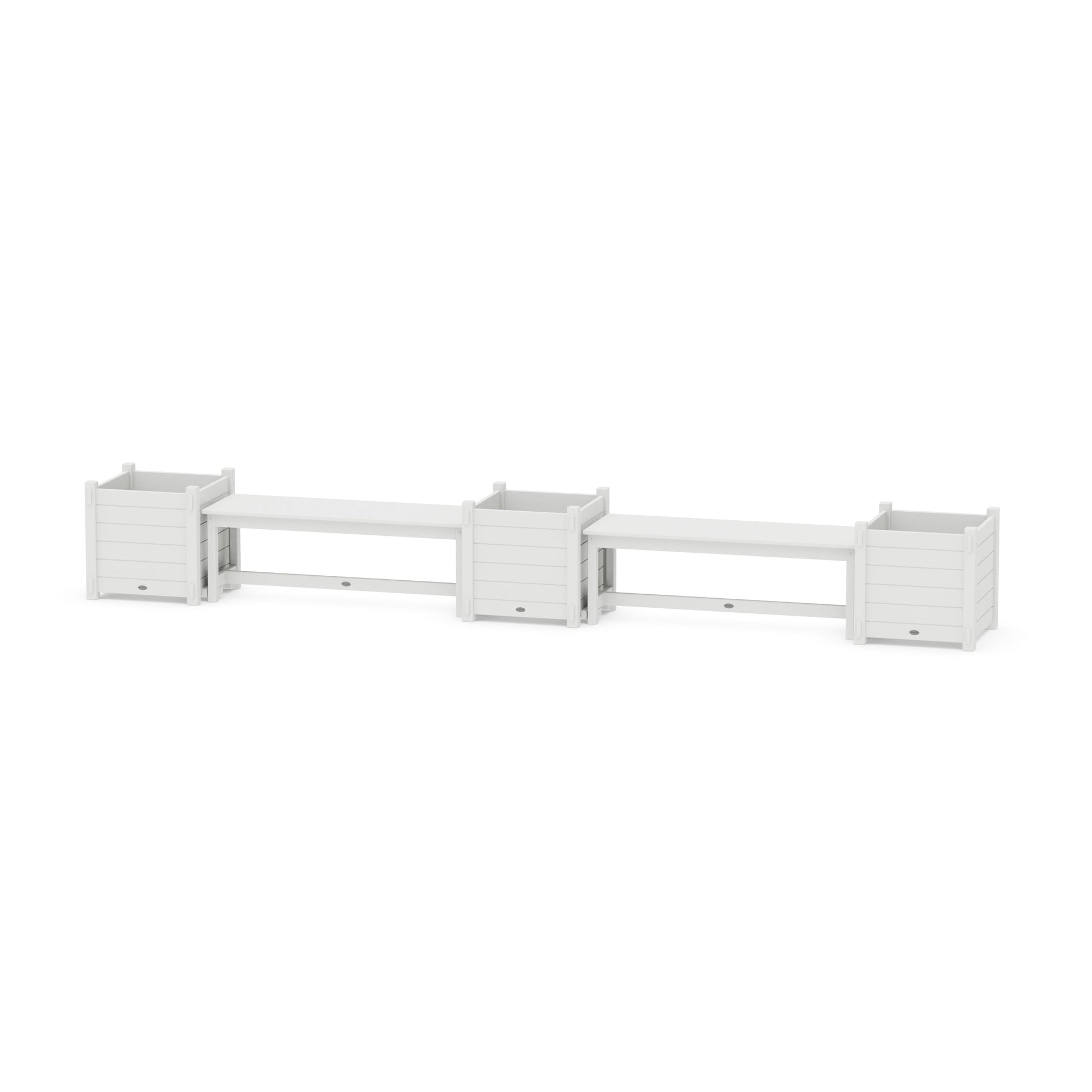POLYWOOD 48" Nautical Straight Double Planter Bench Set - Large — White