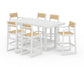 POLYWOOD EDGE Sling 7-Piece Bar Table Set — White / Dupioni Apricot Sling