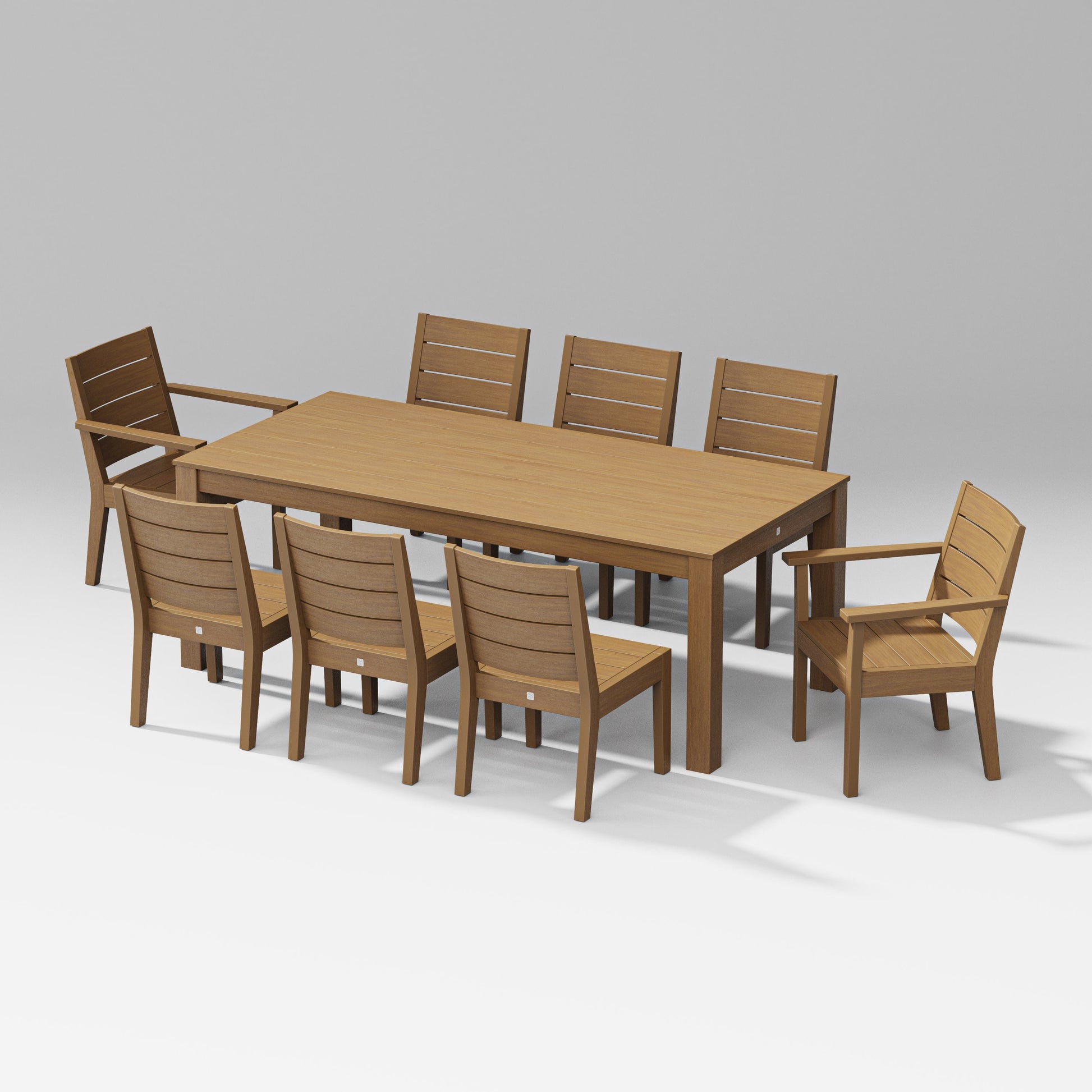 POLYWOOD Latitude 9-Piece Parsons Table Dining Set — Natural