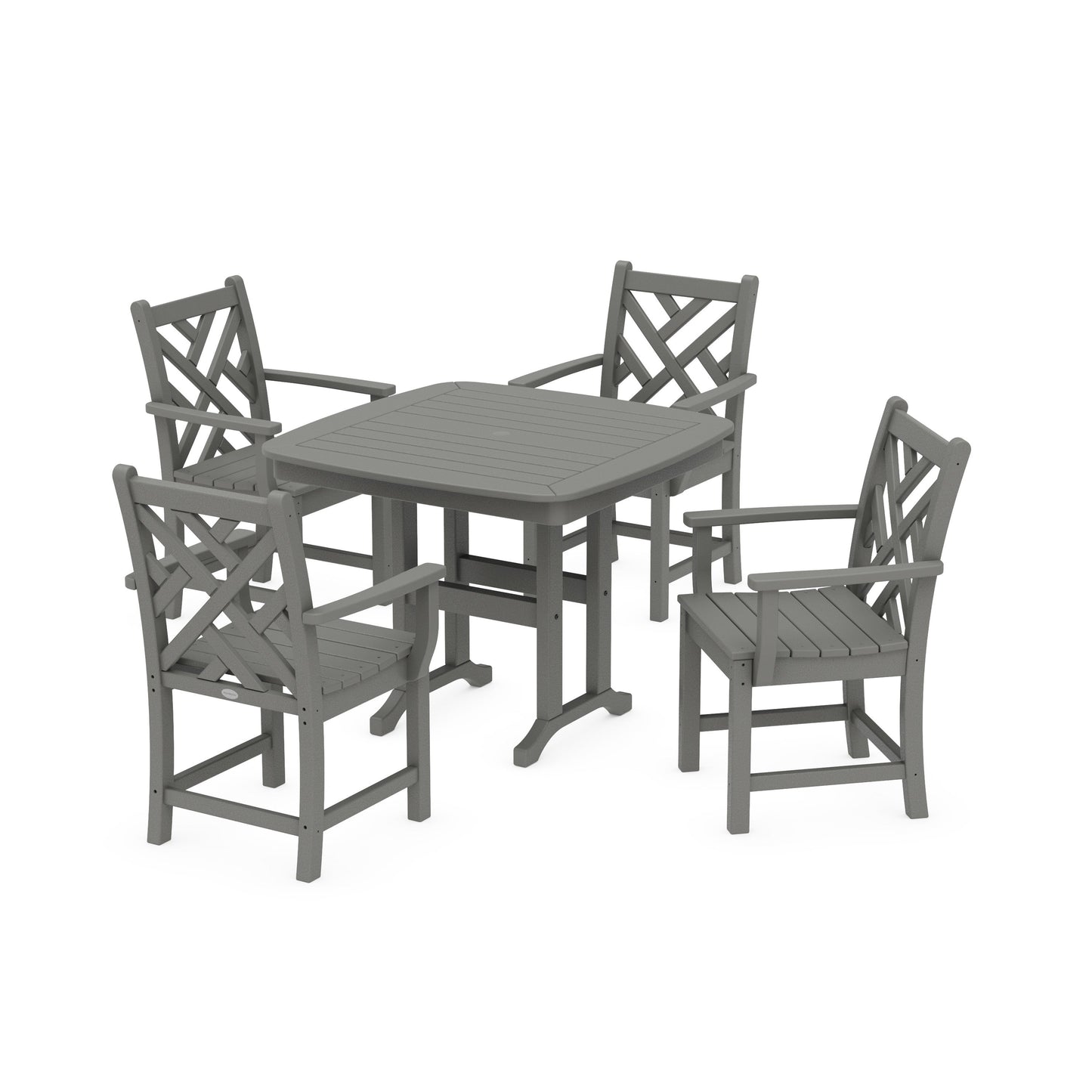 POLYWOOD Chippendale 5-Piece Dining Set — Slate Grey