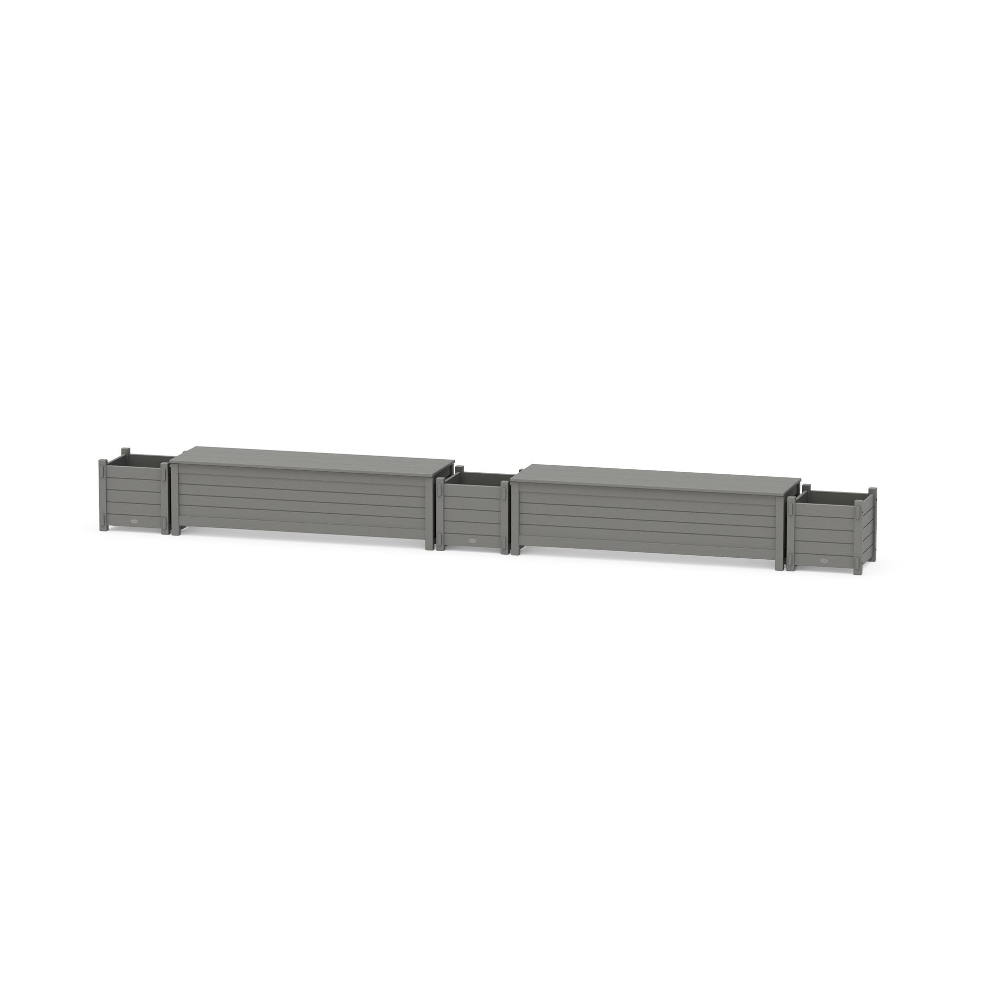 POLYWOOD 60" Nautical L- Shaped Planter Storage Bench Corner Set